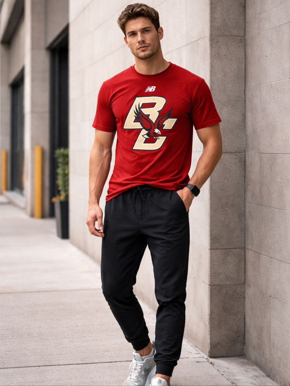 New Balance Boston College Eagles Graphic Tee Red NCAA Logo Shirt